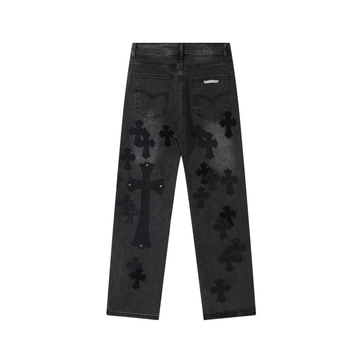 P300 💰 (Top version) Chrome Hearts Black Pinduo Black Leather Big Devil Cow King jeans. CH jeans need to be washed and then disassembled and hand-stitched with sheepskin cross leather and then spliced to complete. The whole process is too complicated to describe. About Chrome Hearts This is an extremely luxurious fashion brand that can also be called the nobility of the high street. It has always been an exclusive brand for some hipsters or the rich second generation. Compared with ordinary high streets, it is more luxurious and noble. Compared with luxury brands, it has a more fashionable personality. It has always been a brand that I have a special liking for. Color: black Size: 28-30-32-34-36 (corresponding to S-M-L-XL-XXL)